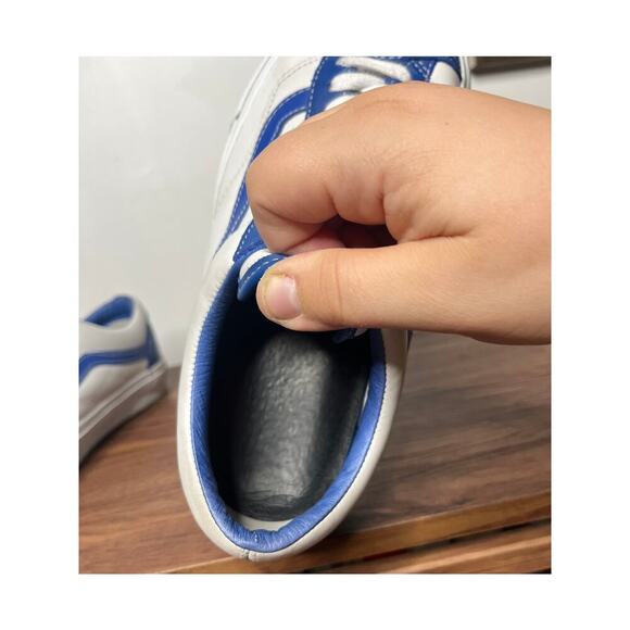 Vans Old Skool Leather Low Top White Nautical Blue M8.5/W10 Skater Casual - Picture 4 of 8